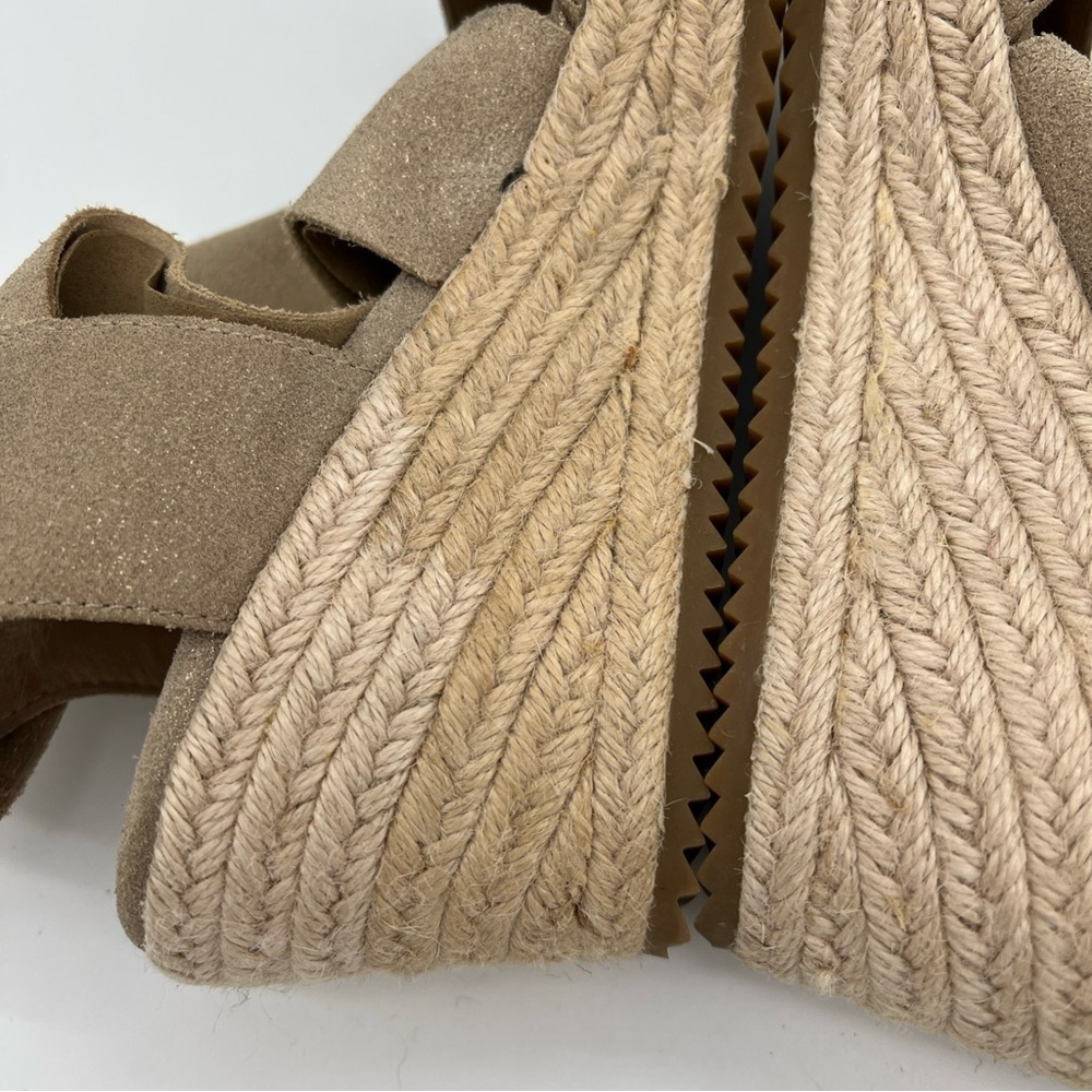 Eileen Fisher Willow 7 Gold Metallic Leather Suede Wedge Espadrilles  Sandals - Picture 8 of 12